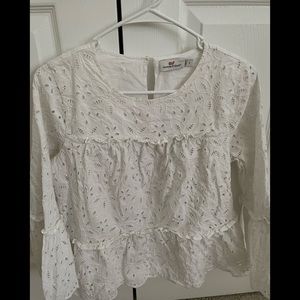 Women’s size small vineyard vines white eyelet, bell sleeve tunic.